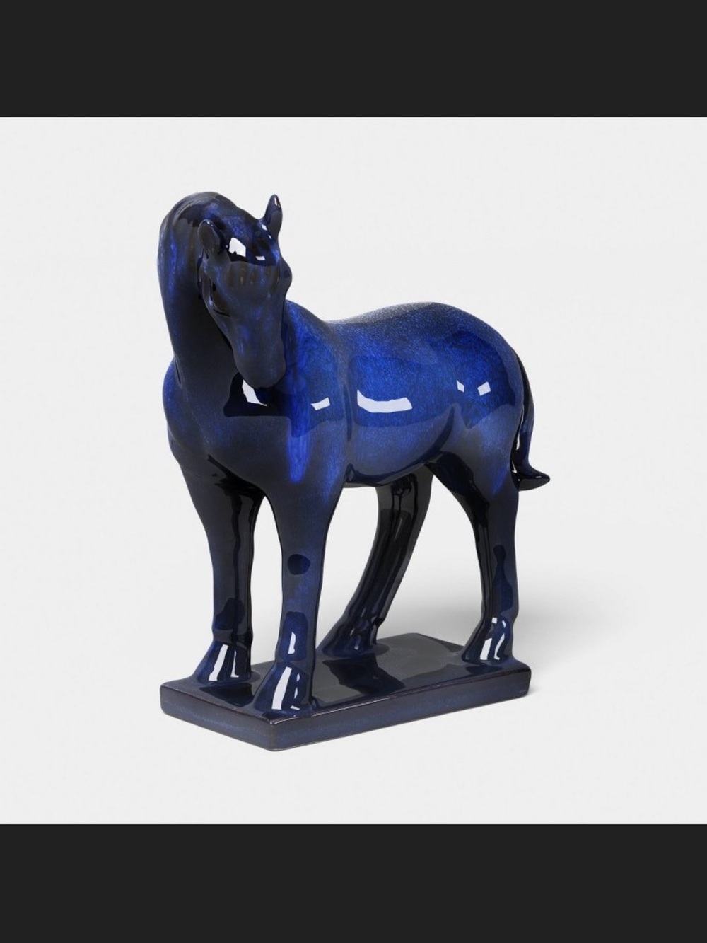 Threshold Deep Blue Gloss Ceramic Horse Sculpture